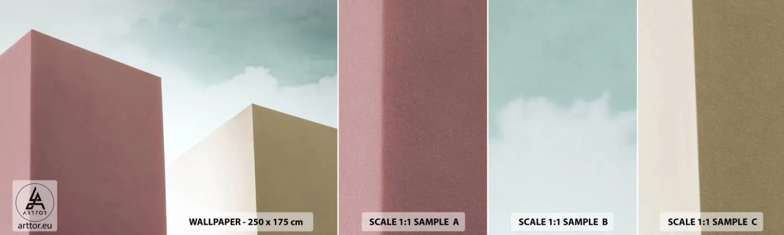 Fototapetenmuster Standard Eco - Geometrie des sonnigen Sommers - Gebäude, Die Architektur, Dreidimensional - 100x30 cm