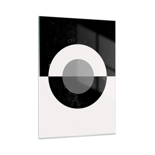 Glasbild - Bild auf glas - Geometrisches Muster aus schwarz-weißer Symmetrie - 50x70cm - Harmonie in Schwarz und Weiß - Moderne Wanddekoration für Wohnzimmer und Schlafzimmer ARTTOR
