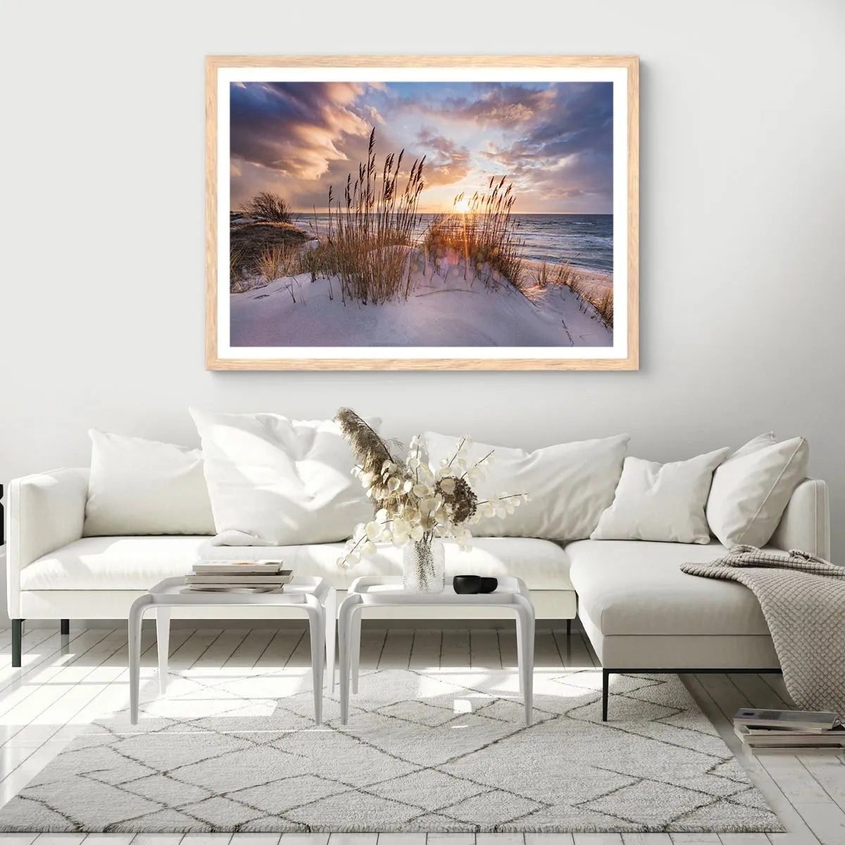 Poster in einem Rahmen aus heller Eiche - Abschied von Sonne und Wind - 100x70 cm