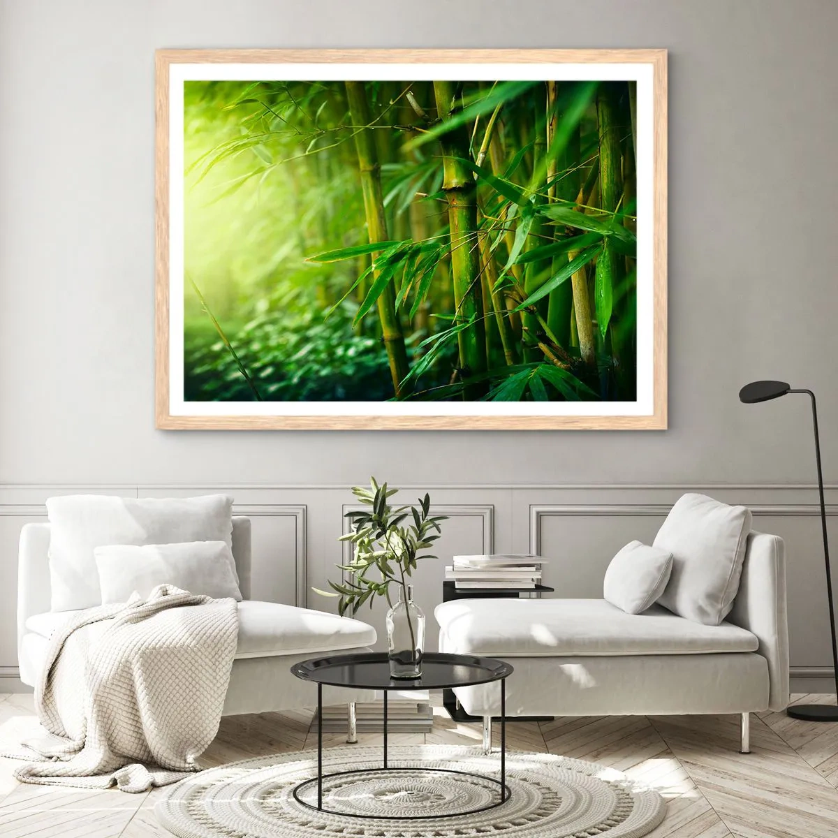 Poster in einem Rahmen aus heller Eiche - Lerne Grün selbst kennen - 100x70 cm