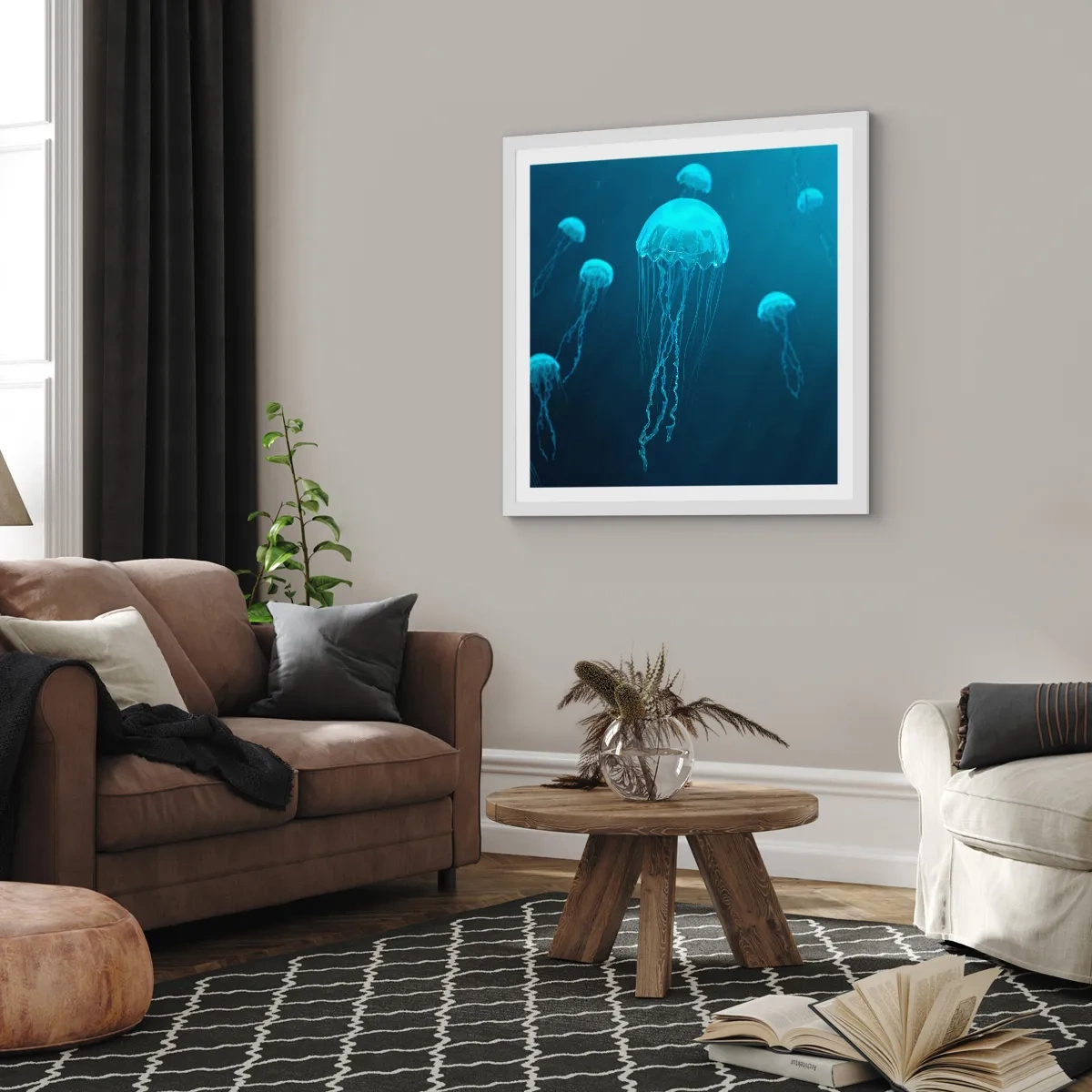 Poster in einem weißen Rahmen - Ozeantanz - 40x40 cm