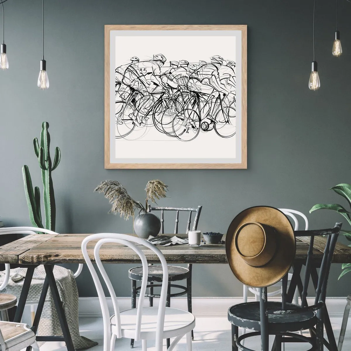 Poster in einem Rahmen aus heller Eiche - Gemeinsam als Team - 50x50 cm