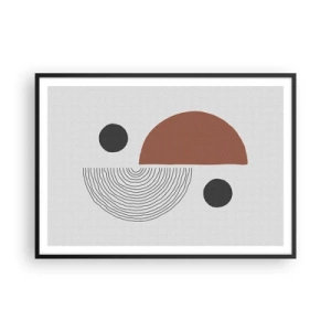 Poster in einem schwarzem Rahmen - Geometrische Formen in Braun- und Schwarztönen - 100x70cm - Perfektion des Rades - Moderne Wanddekoration für Wohnzimmer und Schlafzimmer ARTTOR