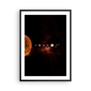 Poster in einem schwarzem Rahmen - Das Sonnensystem mit Planeten vor dem Hintergrund des Weltraums - 50x70cm - Unsere Nachbarschaft - Moderne Wanddekoration für Wohnzimmer und Schlafzimmer ARTTOR