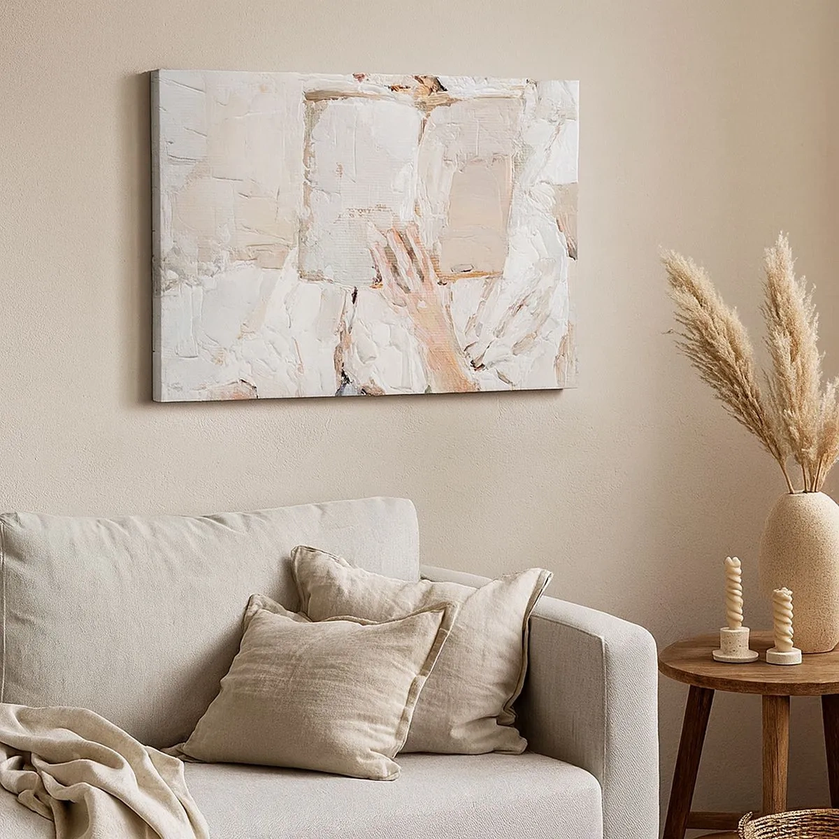 Bild auf Leinwand - Leinwandbild - Ein impressionistisches Gemälde einer Hand, die ein offenes Buch hält. - 70x50cm - In einer anderen Welt - Moderne Wanddekoration für Wohnzimmer und Schlafzimmer ARTTOR