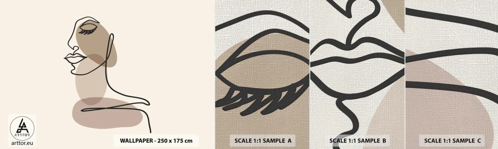 Fototapeten Muster Premium Canvas - Eine gewisse Linie der Schönheit - Abstraktion, Das Gesicht einer Frau, Grafik - 100x30 cm