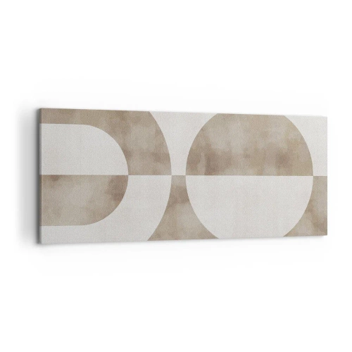 Bild auf Leinwand - Leinwandbild - Ein abstraktes Gemälde in Beigetönen mit geometrischen Formen und Symmetrie. - 120x50cm - Ähnlichkeiten und Unterschiede - Moderne Wanddekoration für Wohnzimmer und Schlafzimmer ARTTOR