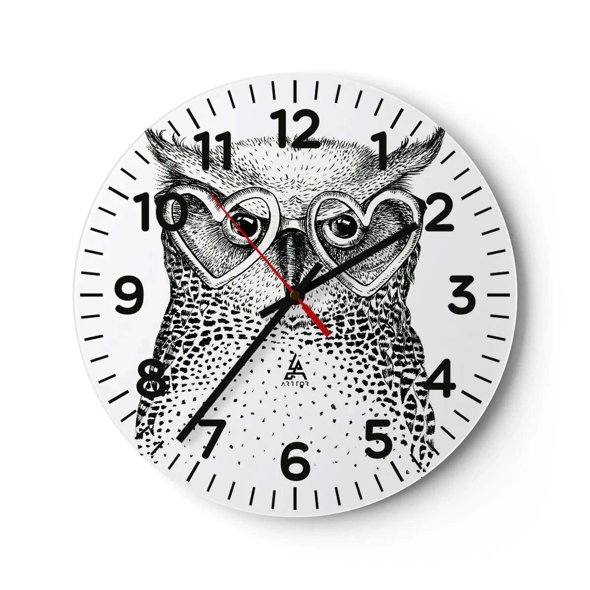 Wanduhr - Glasuhr - Klug und mit Liebe - 40x40 cm
