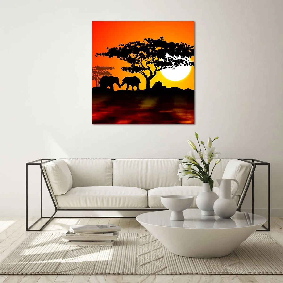 Glasbild - Bild auf glas - Treffen in der Savanne - 70x70 cm