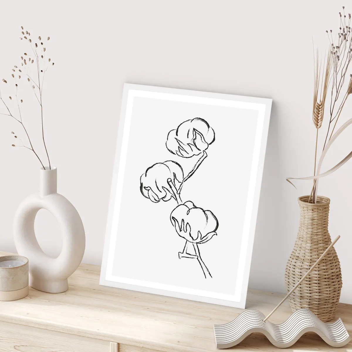 Poster in einem weißen Rahmen - Baumwolldaunen - 70x100 cm