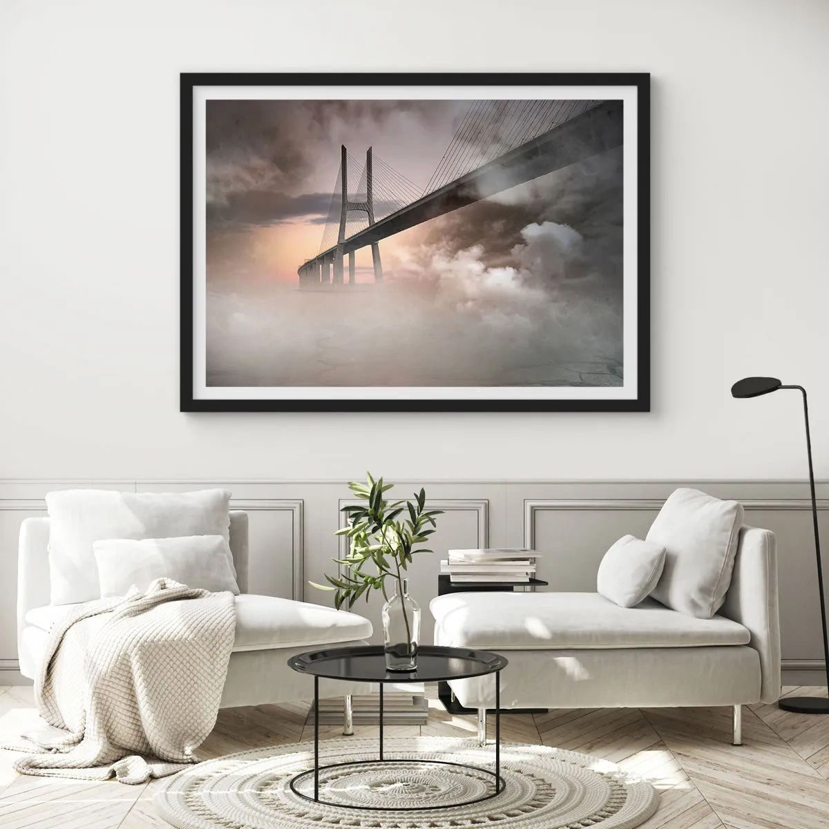 Poster in einem schwarzem Rahmen - Auf dem Fluss, den es nicht gibt - 91x61 cm