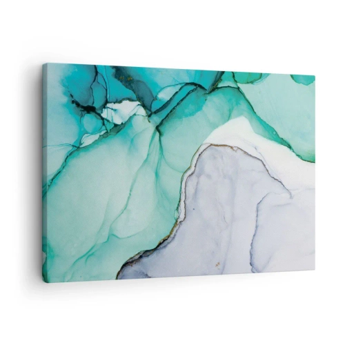 Bild auf Leinwand - Leinwandbild - Abstraktes Muster in Türkis- und Weißtönen - 70x50cm - Eine Studie in Türkis - Moderne Wanddekoration für Wohnzimmer und Schlafzimmer ARTTOR