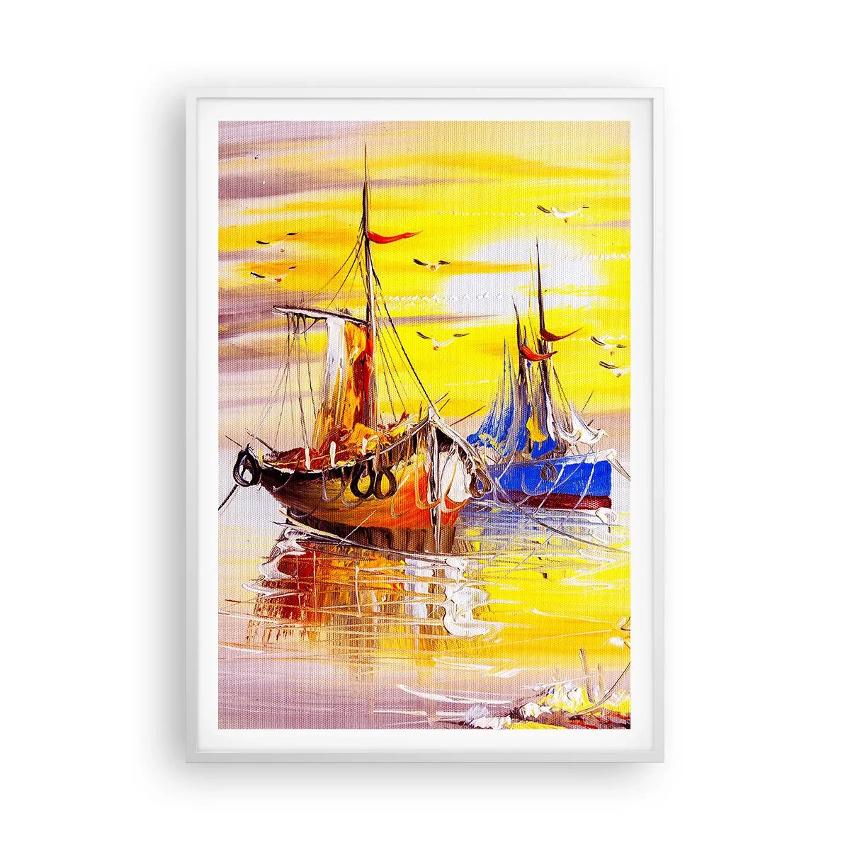 Poster in einem weißen Rahmen - Eine wohlverdiente Pause im Hafen - 70x100 cm