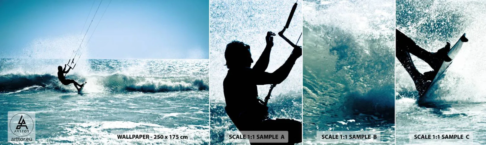 Fototapetenmuster Standard Eco - Hinreißen lassen - Sport, Kitesurfen, Meer - 100x30 cm