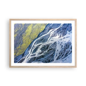 Poster in einem Rahmen aus heller Eiche - Felsmalereien der Natur - 70x50 cm