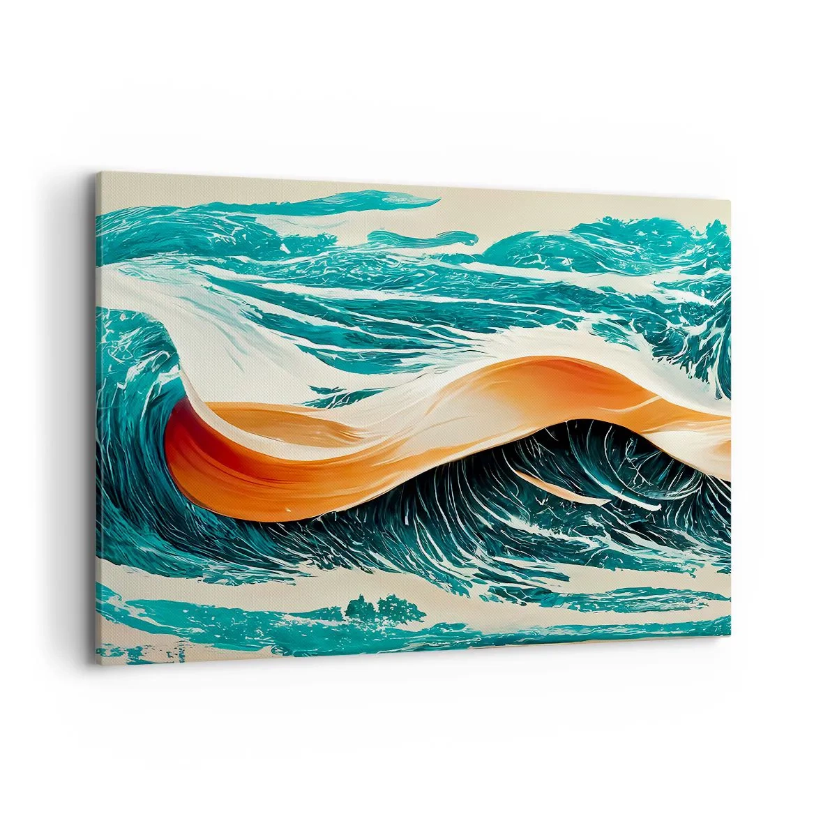 Bild auf Leinwand - Leinwandbild - Dynamische Meereswellen mit abstraktem Band - 100x70cm - Traum eines Surfers - Moderne Wanddekoration für Wohnzimmer und Schlafzimmer ARTTOR
