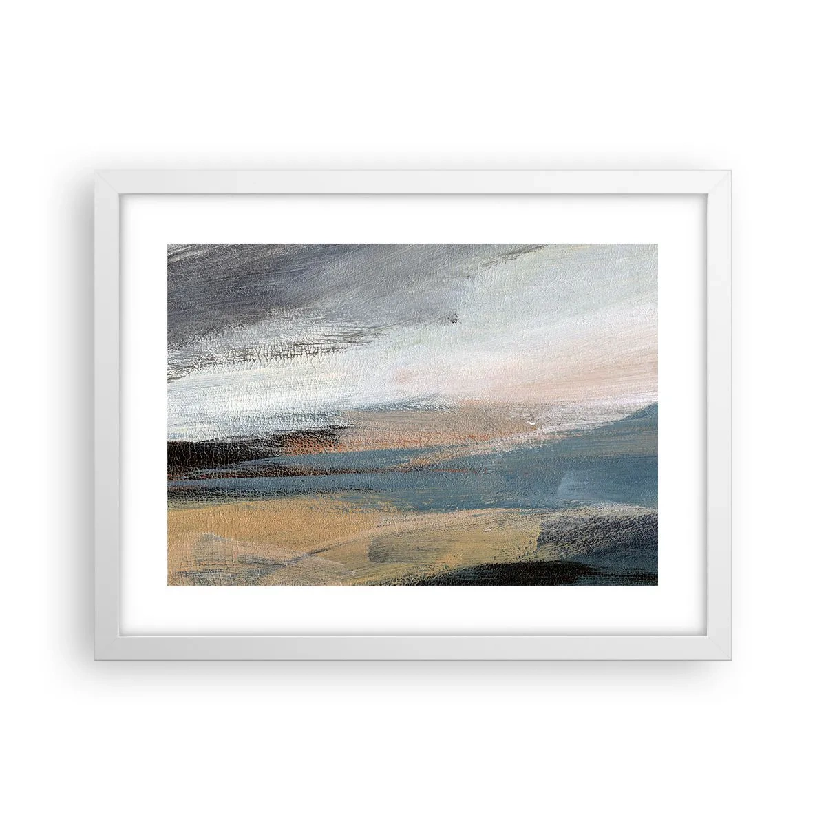 Poster in einem weißen Rahmen - Abstraktion: nördliche Landschaft - 40x30 cm