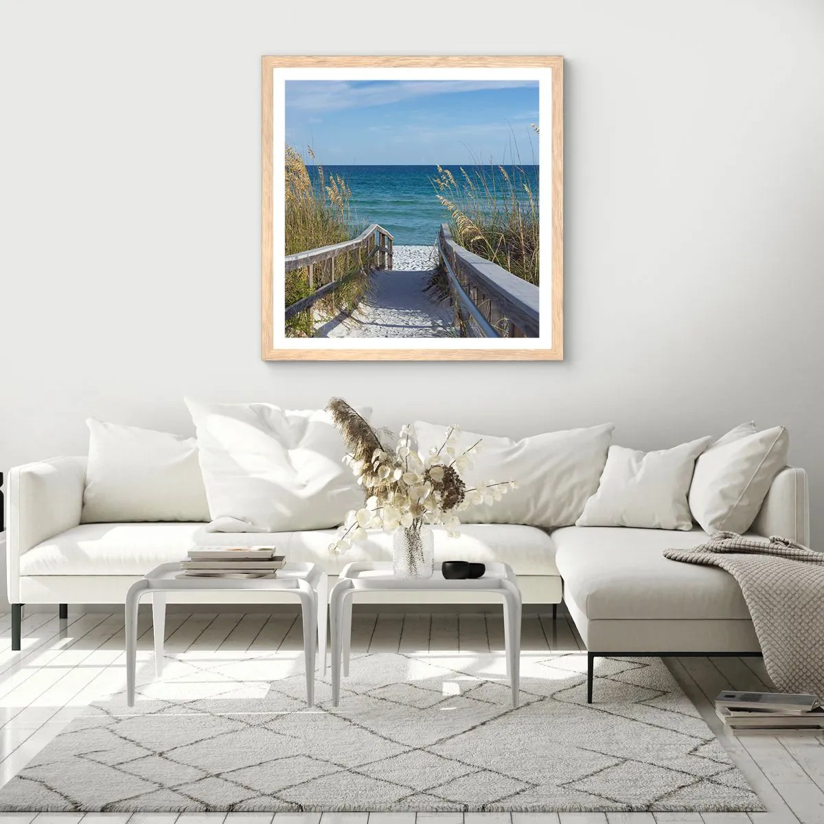 Poster in einem Rahmen aus heller Eiche - In der Sonne, im Wind - 60x60 cm