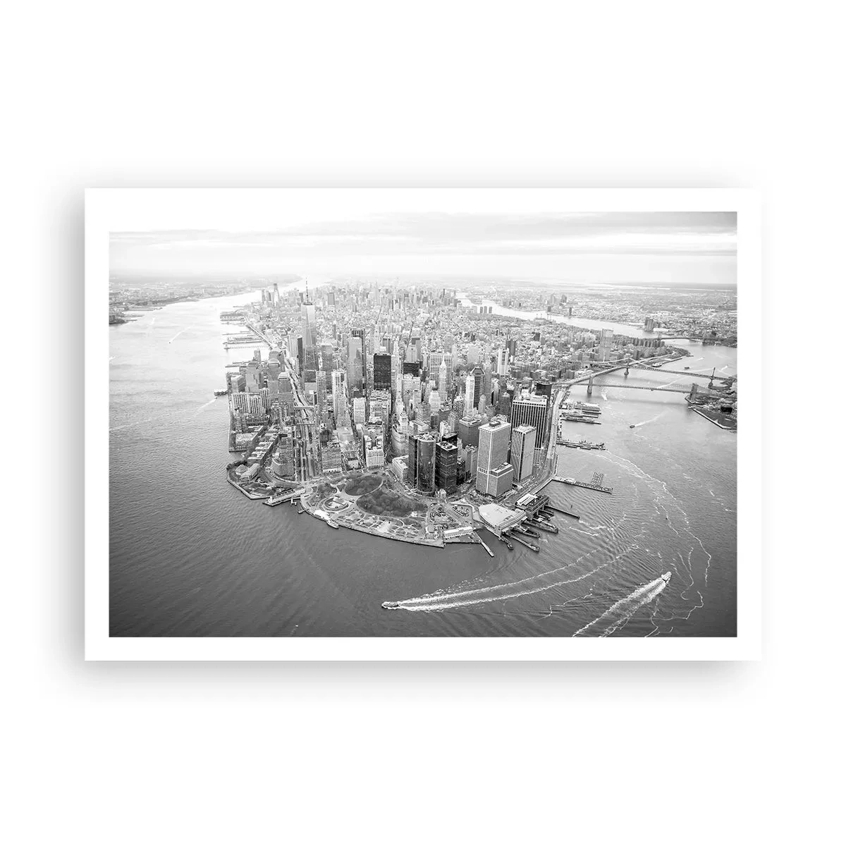 Poster - Luftaufnahme von Manhattan in Schwarzweiß - 100x70cm - Und wie kann es man nicht lieben? - Moderne Wanddekoration für Wohnzimmer und Schlafzimmer ARTTOR