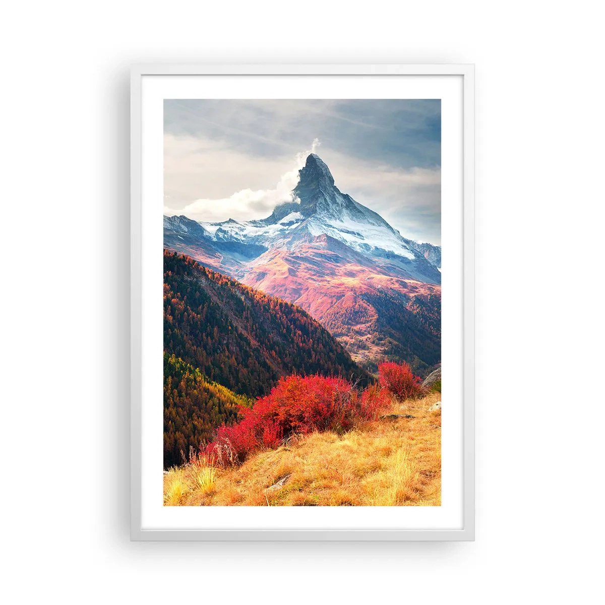 Poster in einem weißen Rahmen - Alpenherbst - 50x70 cm