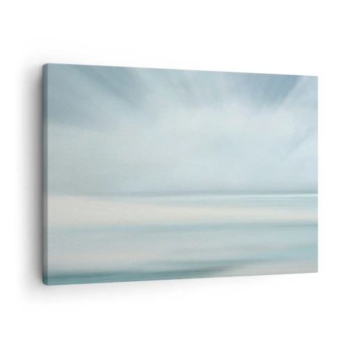 Bild auf Leinwand - Leinwandbild - Eine minimalistische Landschaft in zarten Blautönen - 70x50cm - Frieden bis zum Horizont - Moderne Wanddekoration für Wohnzimmer und Schlafzimmer ARTTOR