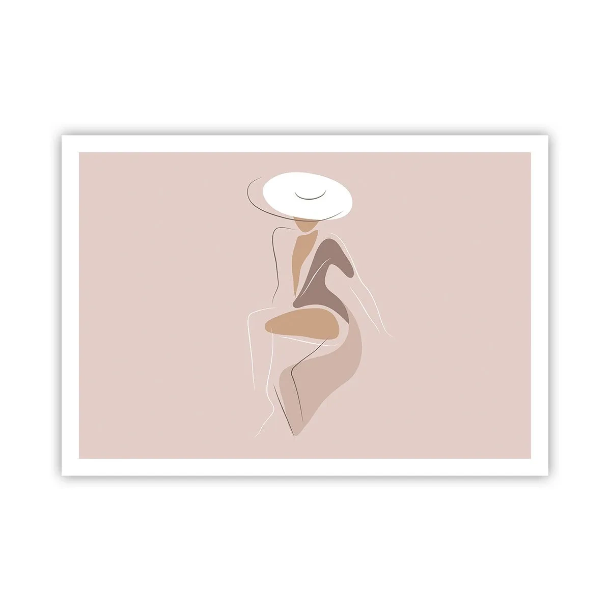 Poster - Minimalistische Silhouette einer Frau mit Hut - 100x70cm - Eine Dame sein - Moderne Wanddekoration für Wohnzimmer und Schlafzimmer ARTTOR