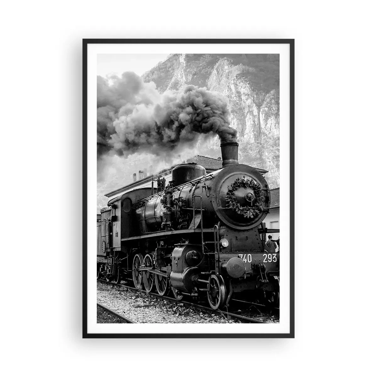 Poster in einem schwarzem Rahmen - Steht am Bahnhof ... - 70x100 cm