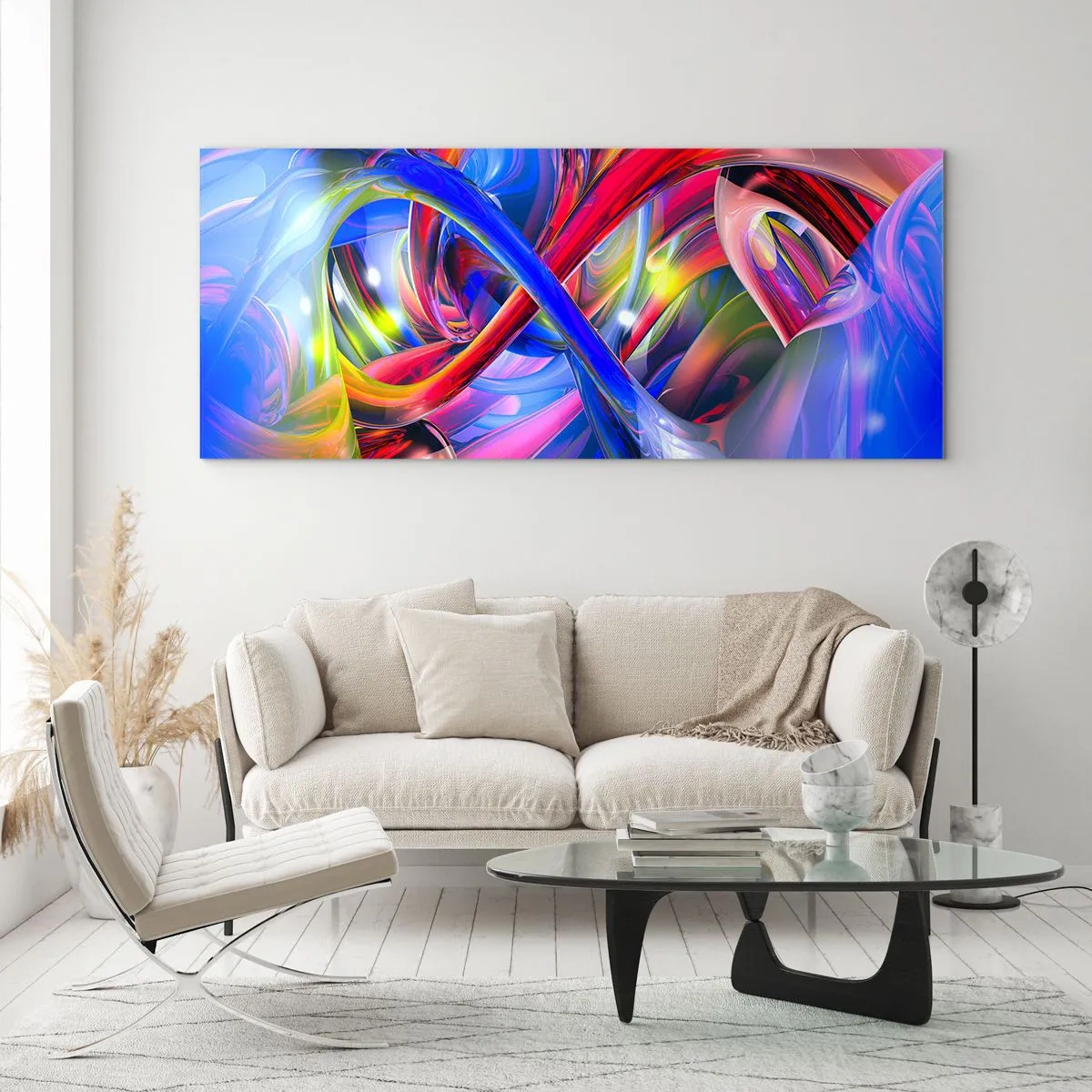 Glasbild - Bild auf glas - Ein Tanz der Farben - 90x30 cm