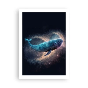 Poster - Ein Weltraumwal, umgeben von einem Sternennebel auf schwarzem Hintergrund. - 50x70cm - Es gibt so eine Welt… - Moderne Wanddekoration für Wohnzimmer und Schlafzimmer ARTTOR