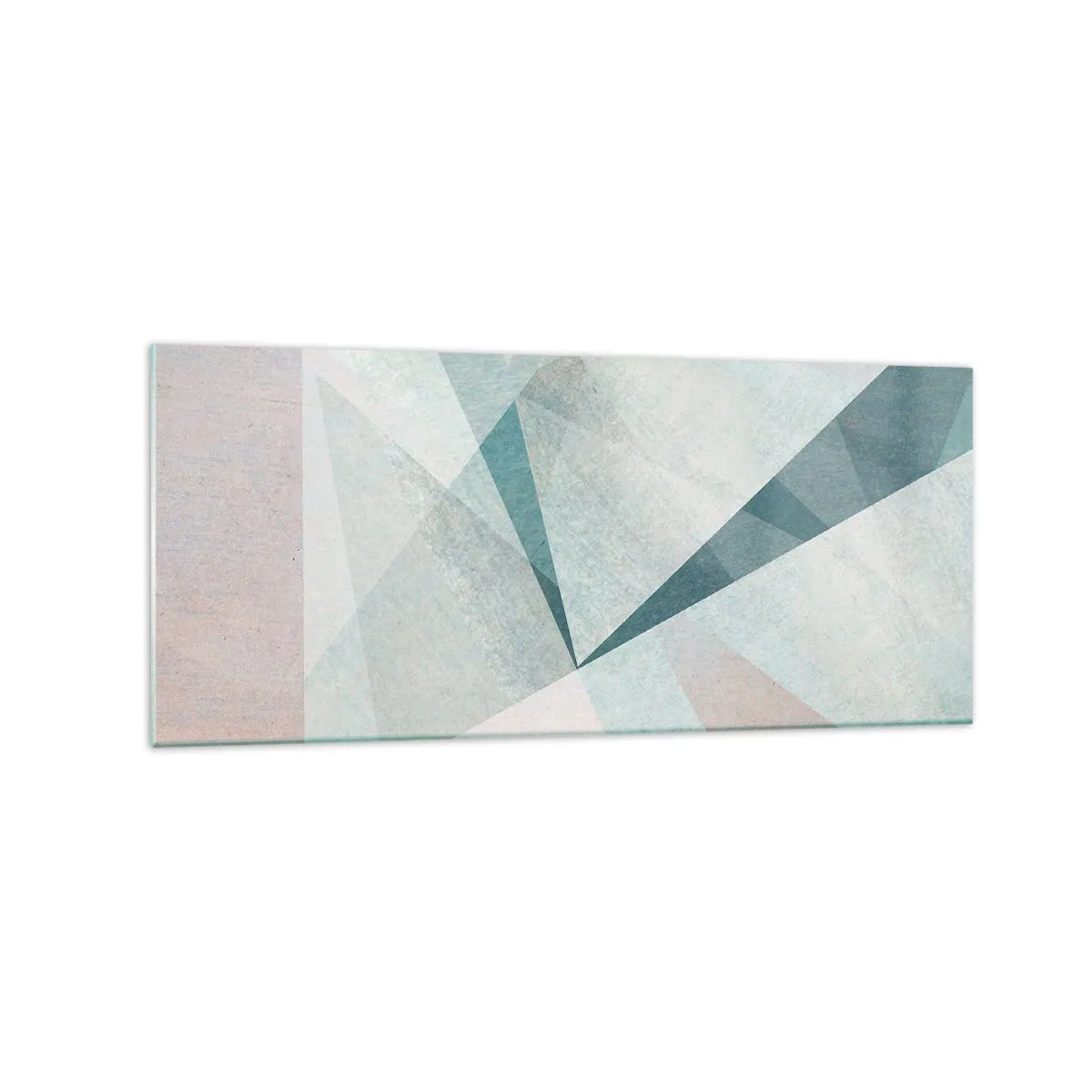 Glasbild - Bild auf glas - Geometrische Formen in Pastelltönen von Blau und Grau - 120x50cm - Einfach aber dynamisch - Moderne Wanddekoration für Wohnzimmer und Schlafzimmer ARTTOR