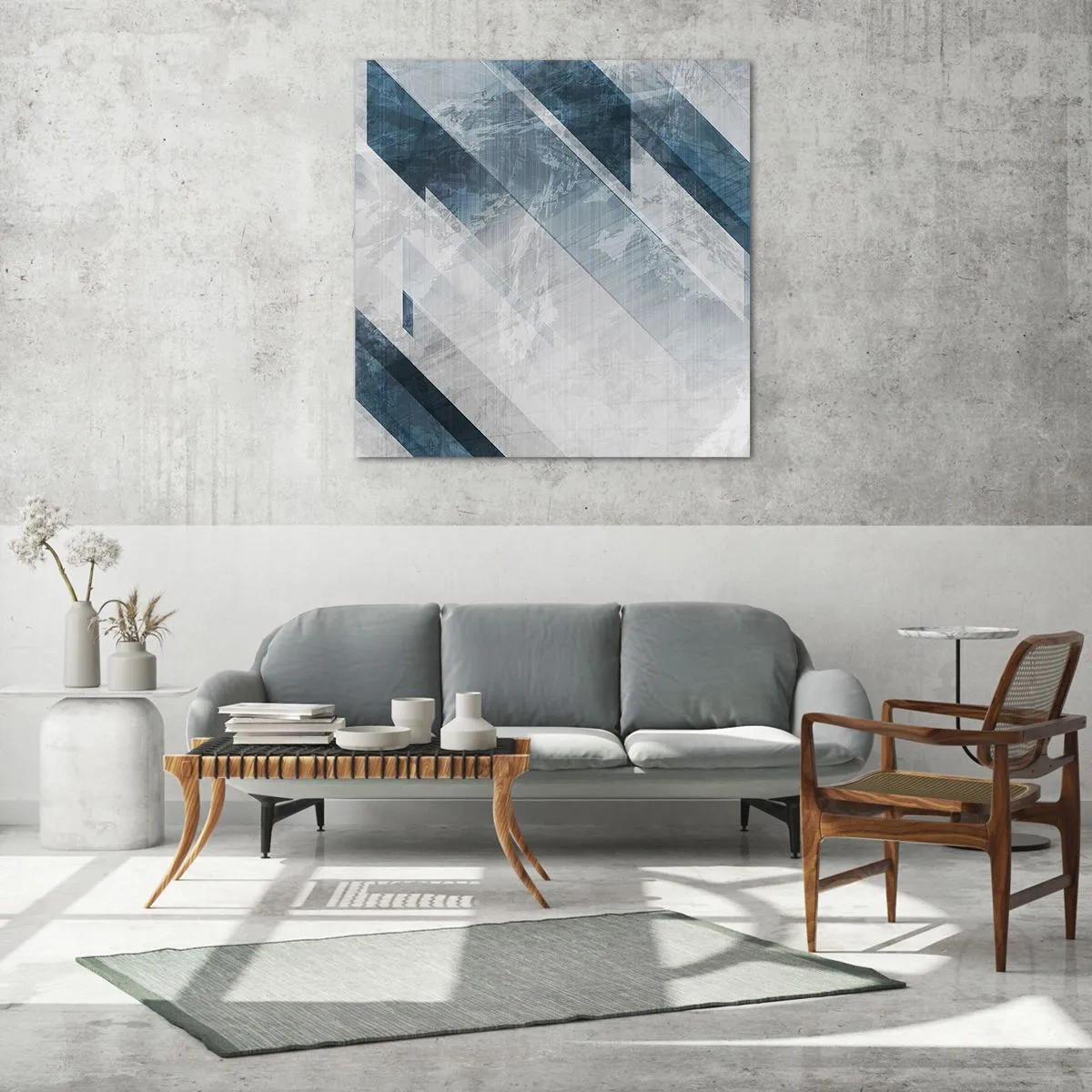 Glasbild - Bild auf glas - Räumliche Komposition - graue Bewegung - 60x60 cm