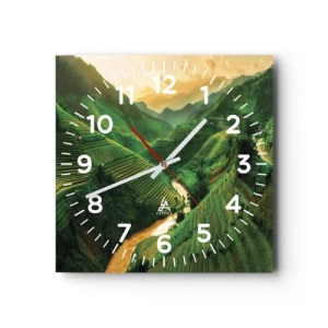 Wanduhr - Glasuhr - Vietnamesisches Tal - 40x40 cm