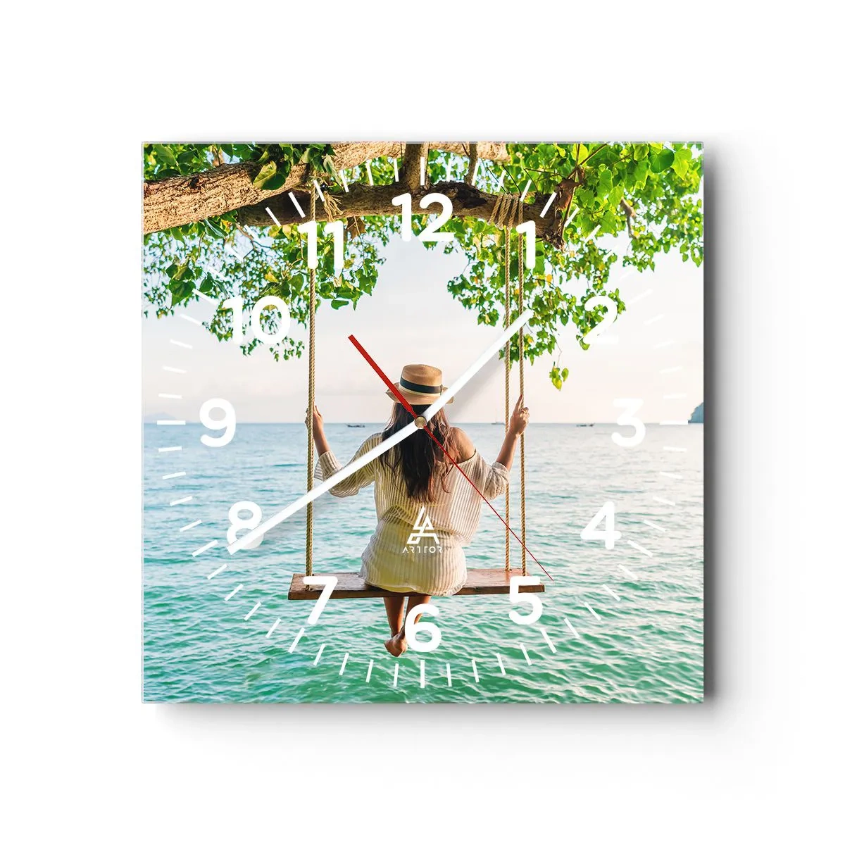 Wanduhr - Glasuhr - Das Leben ist wunderschön - 40x40 cm