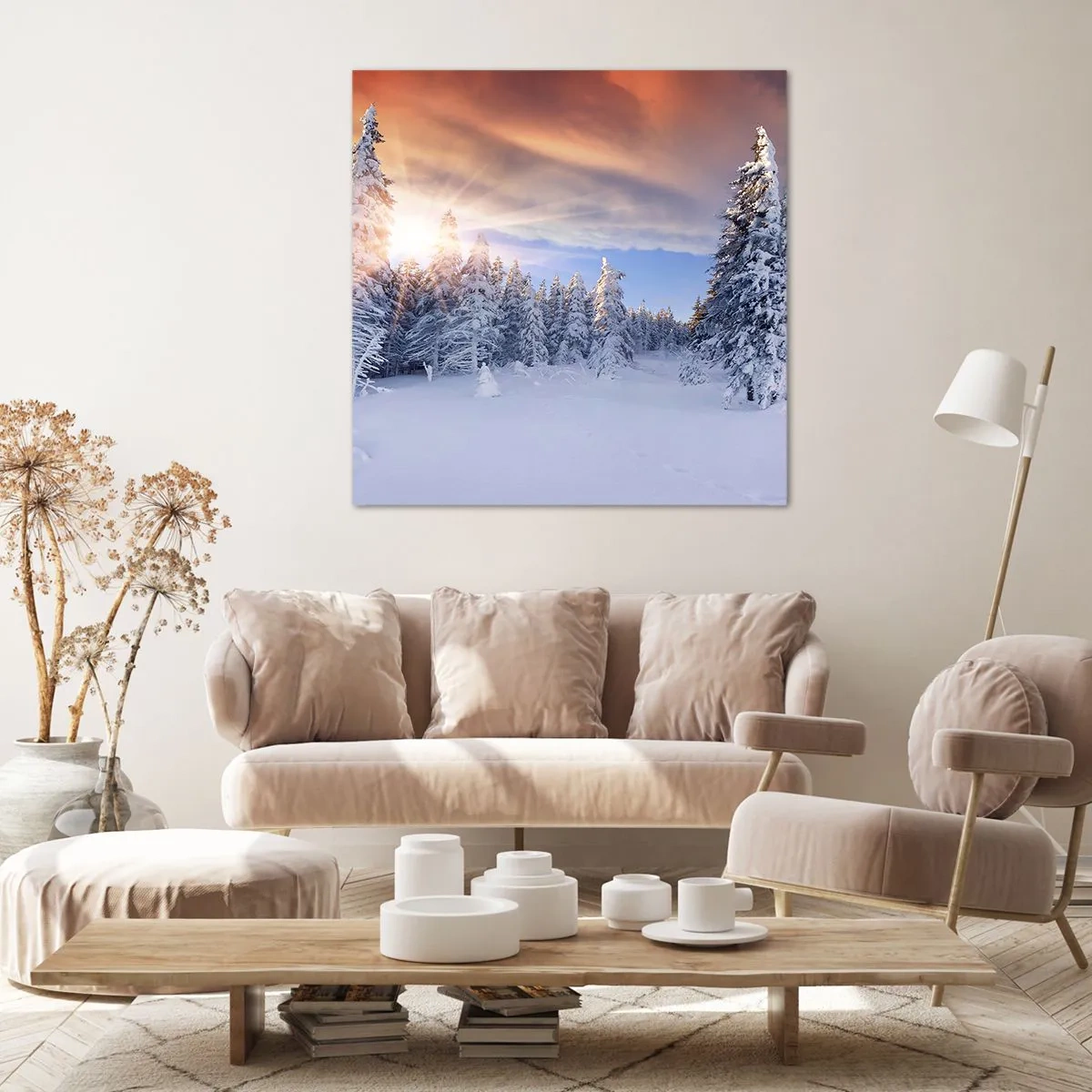 Bild auf Leinwand - Leinwandbild - Ein verschneites Naturschauspiel - 30x30 cm