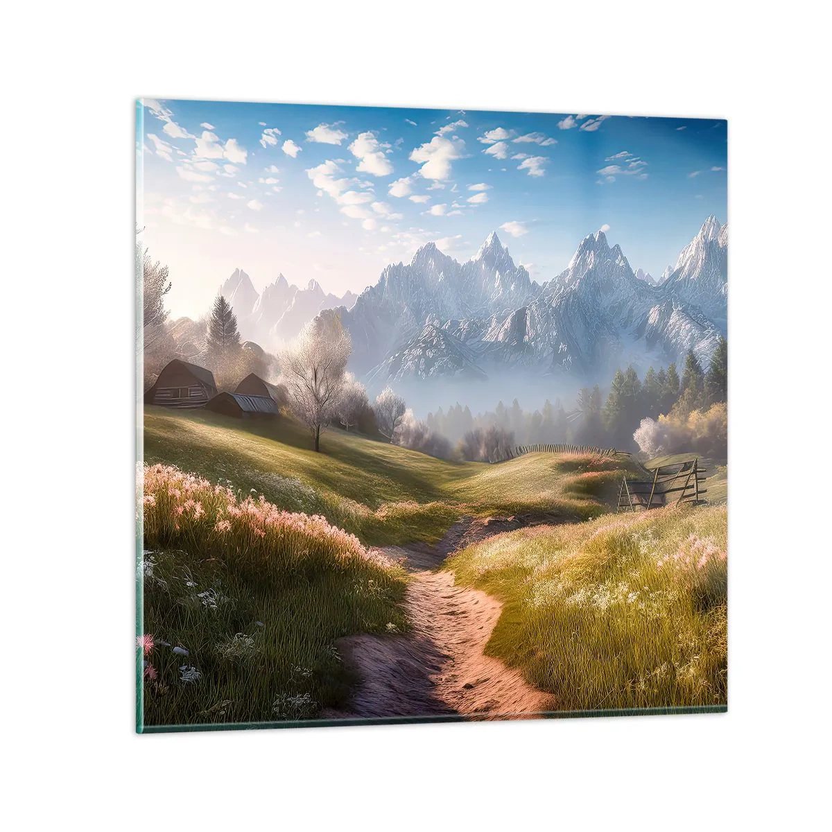 Glasbild - Bild auf glas - Idyllisches Tal - 40x40 cm