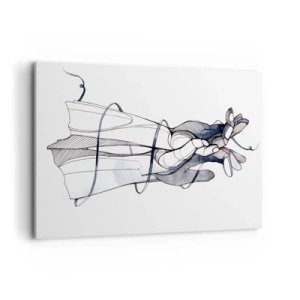 Bild auf Leinwand - Leinwandbild - Eine subtile Zeichnung einer Hand mit einer zarten Blume - 120x80cm - Touch-Studie - Moderne Wanddekoration für Wohnzimmer und Schlafzimmer ARTTOR