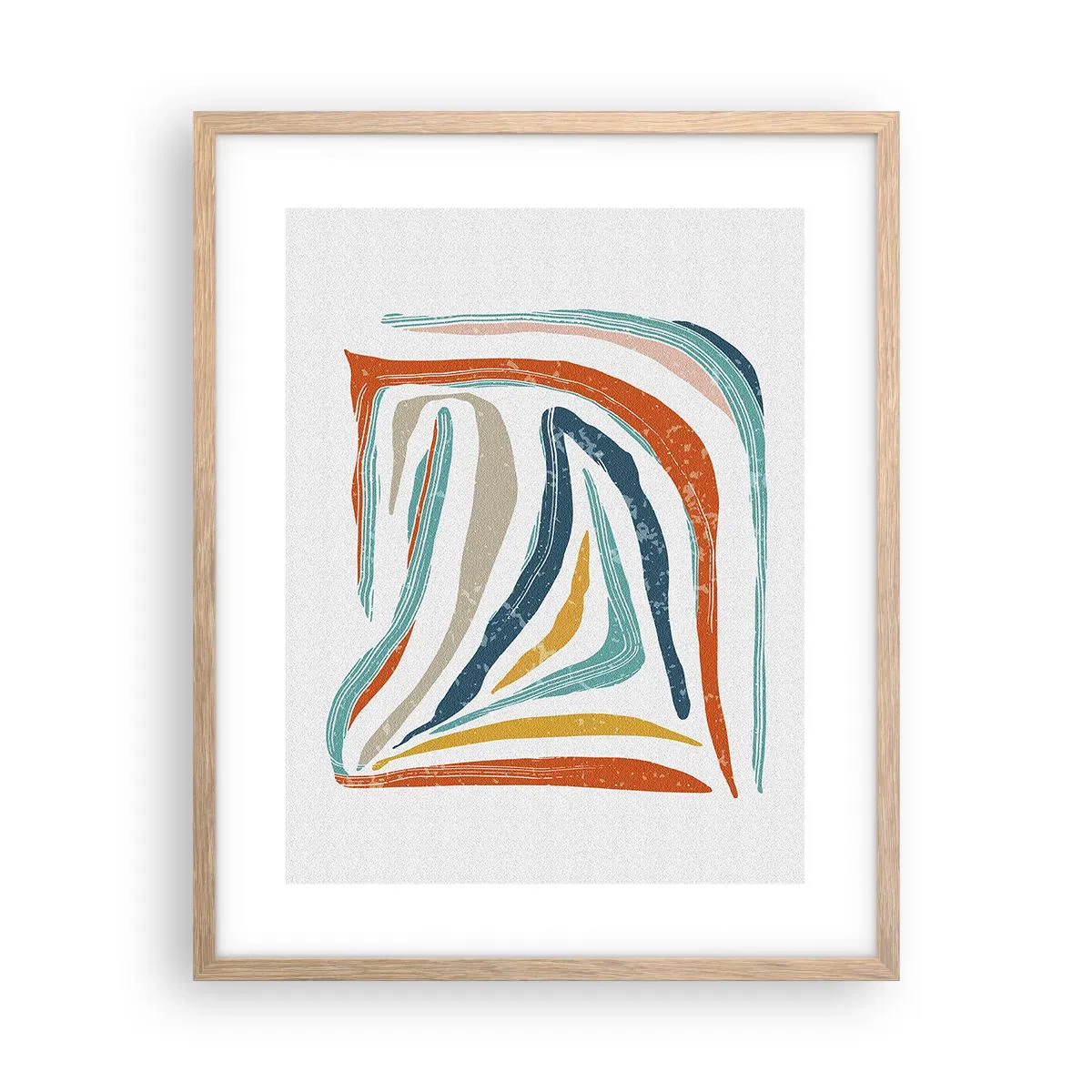 Poster in einem Rahmen aus heller Eiche - Abstraktion mit einem freundlichen Lächeln - 40x50 cm