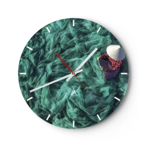 Wanduhr - Glasuhr - In einem Meer aus Netzen - 40x40 cm