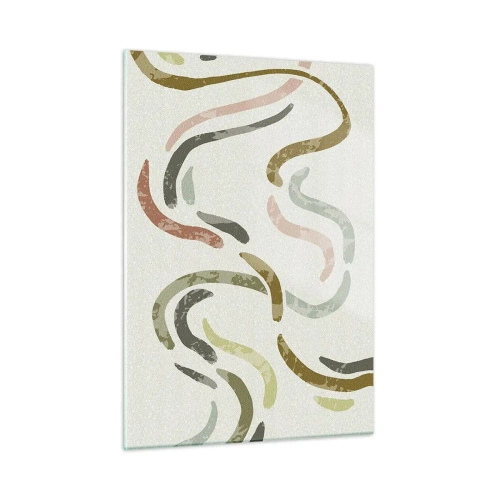 Glasbild - Bild auf glas - Wellenförmige bunte Formen auf hellem Hintergrund - 50x70cm - Fröhlicher Tanz der Abstraktion - Moderne Wanddekoration für Wohnzimmer und Schlafzimmer ARTTOR