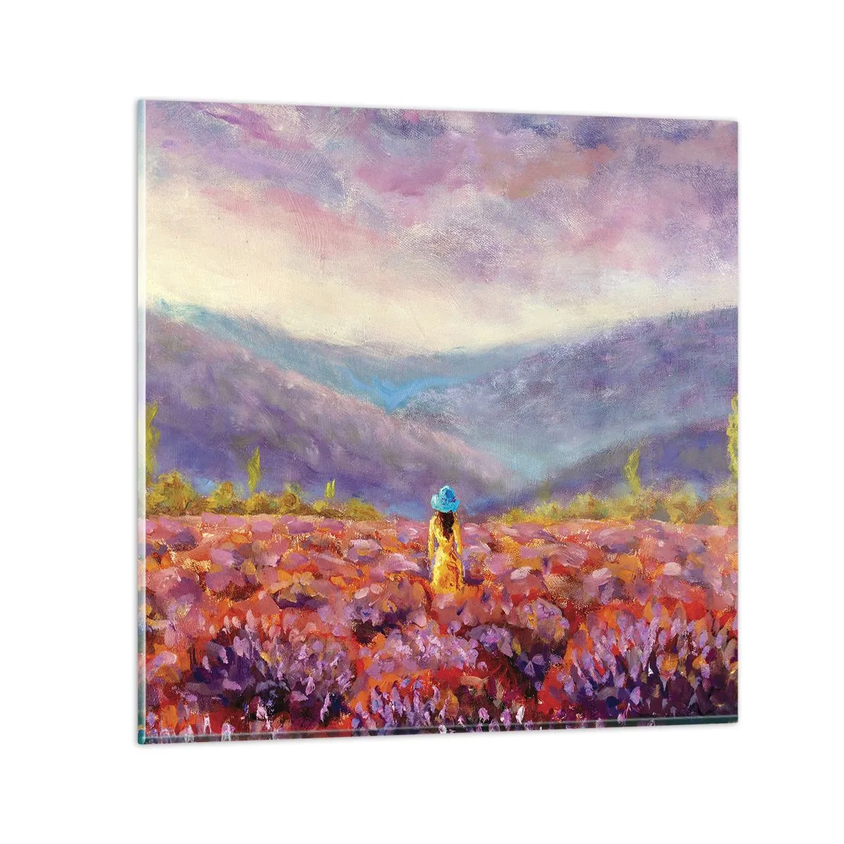 Glasbild - Bild auf glas - In einer Lavendelwelt - 40x40 cm