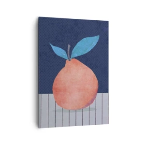 Bild auf Leinwand - Leinwandbild - Abstrakte Früchte vor einem Hintergrund aus kontrastierenden Farben und geraden Linien. - 50x70cm - Konvexität und Ebene - Moderne Wanddekoration für Wohnzimmer und Schlafzimmer ARTTOR