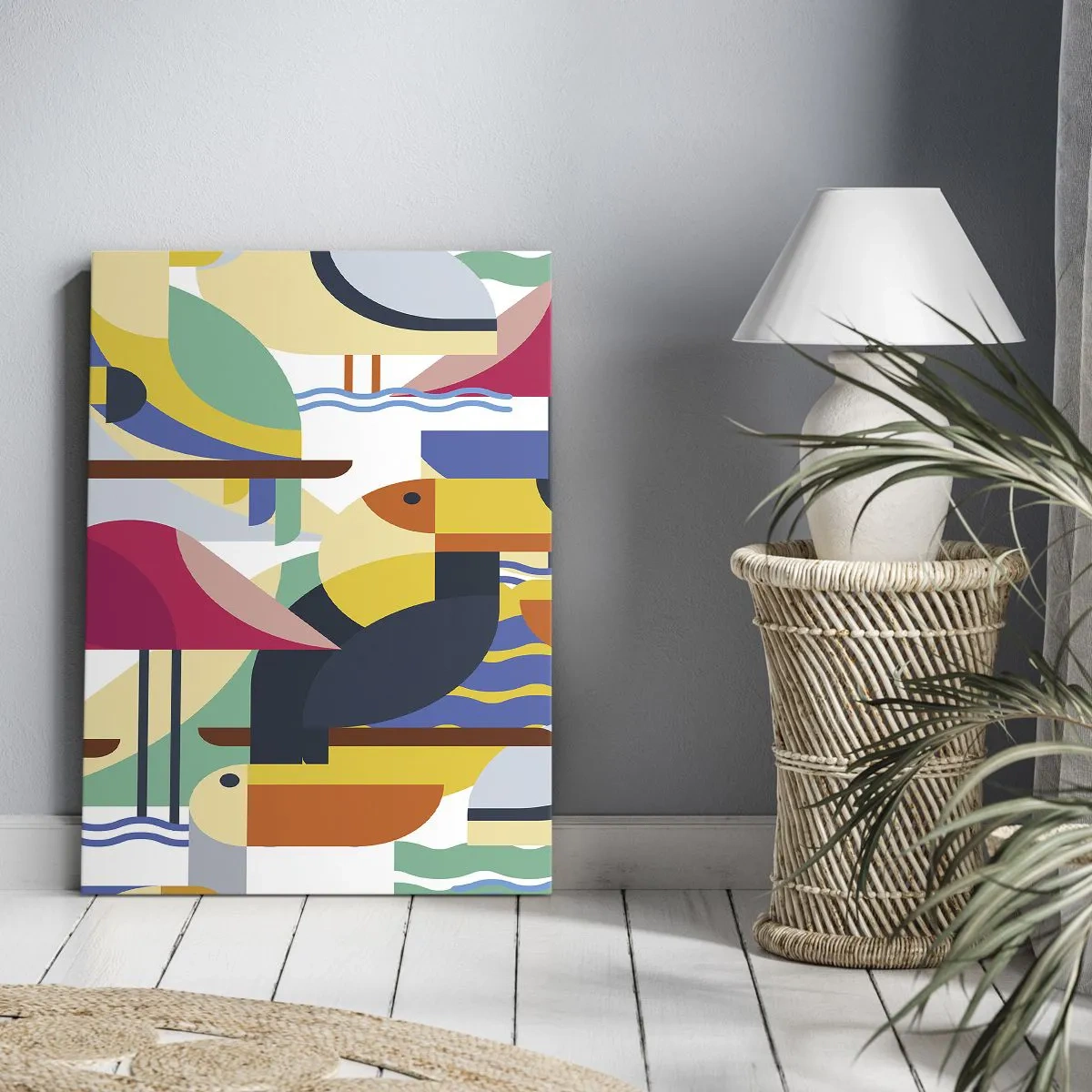 Bild auf Leinwand - Leinwandbild - Vogelparty - 45x80 cm