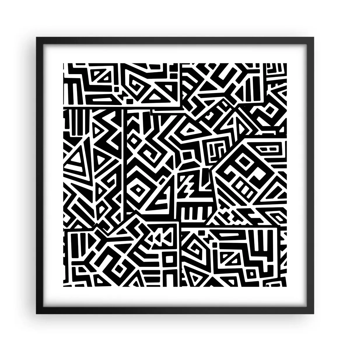 Poster in einem schwarzem Rahmen - Präkolumbianische Komposition - 50x50 cm