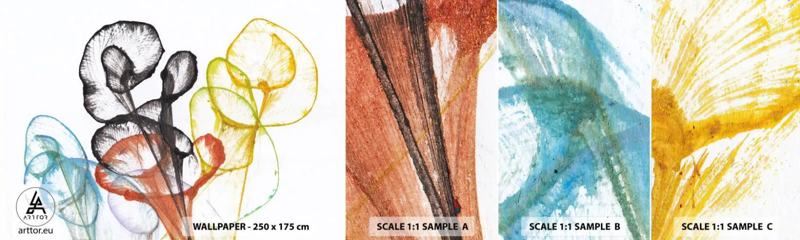 Fototapeten Muster Selbstklebend Deluxe Sticker - Blumen mit Seele - Blumen, Abstraktion, Grafik - 100x30 cm