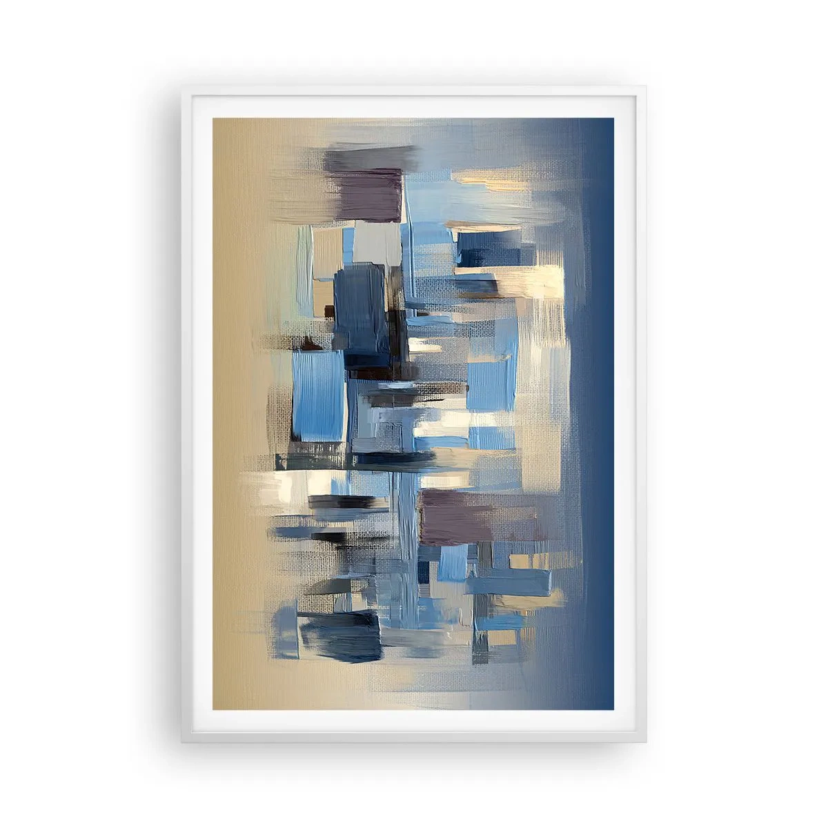 Poster in einem weißen Rahmen - Blaue Konstruktion - 70x100 cm
