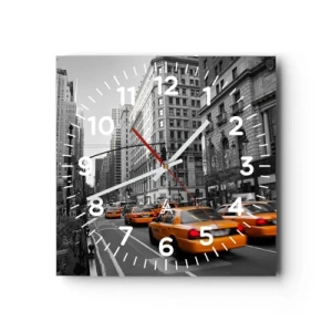 Wanduhr - Glasuhr - Sonnen der Großstadt - 40x40 cm