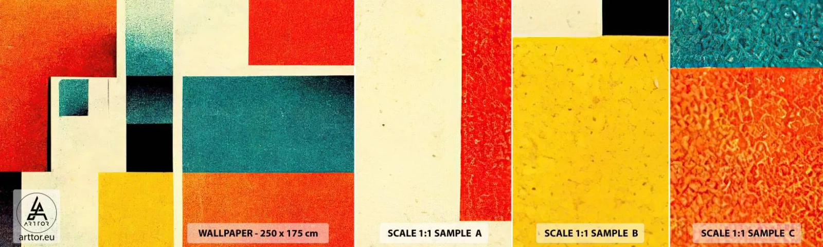 Fototapetenmuster Standard Eco - Geometrische Abstraktion – gute Energie - Quadrate, Alt, Stück - 100x30 cm