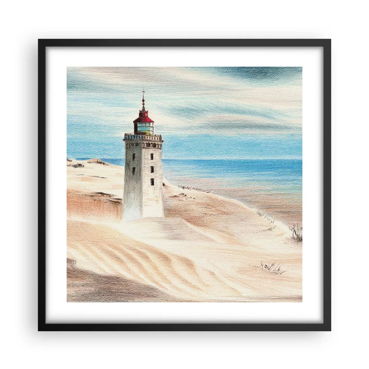 Poster in einem schwarzem Rahmen - Immer aufs Meer starrend - 50x50 cm