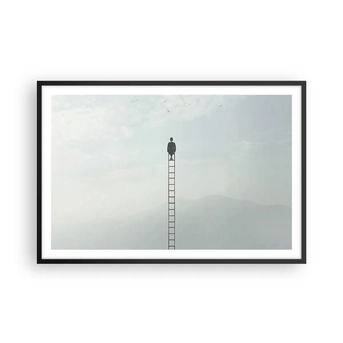 Poster in einem schwarzem Rahmen - Erhebe dich darüber! - 91x61 cm