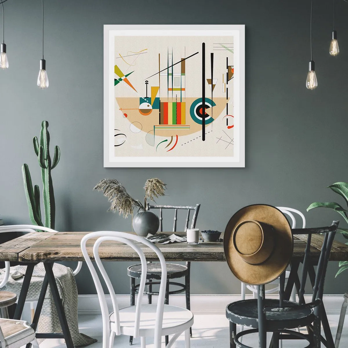 Poster in einem weißen Rahmen - Und die Welt lacht - 50x50 cm